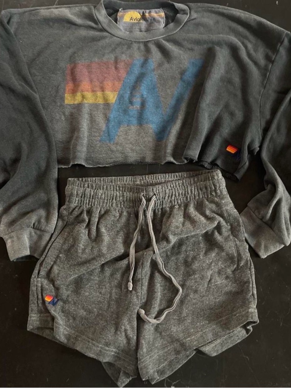 Aviator Nation top and lounge shorts xs Gray Drawstring Shorts